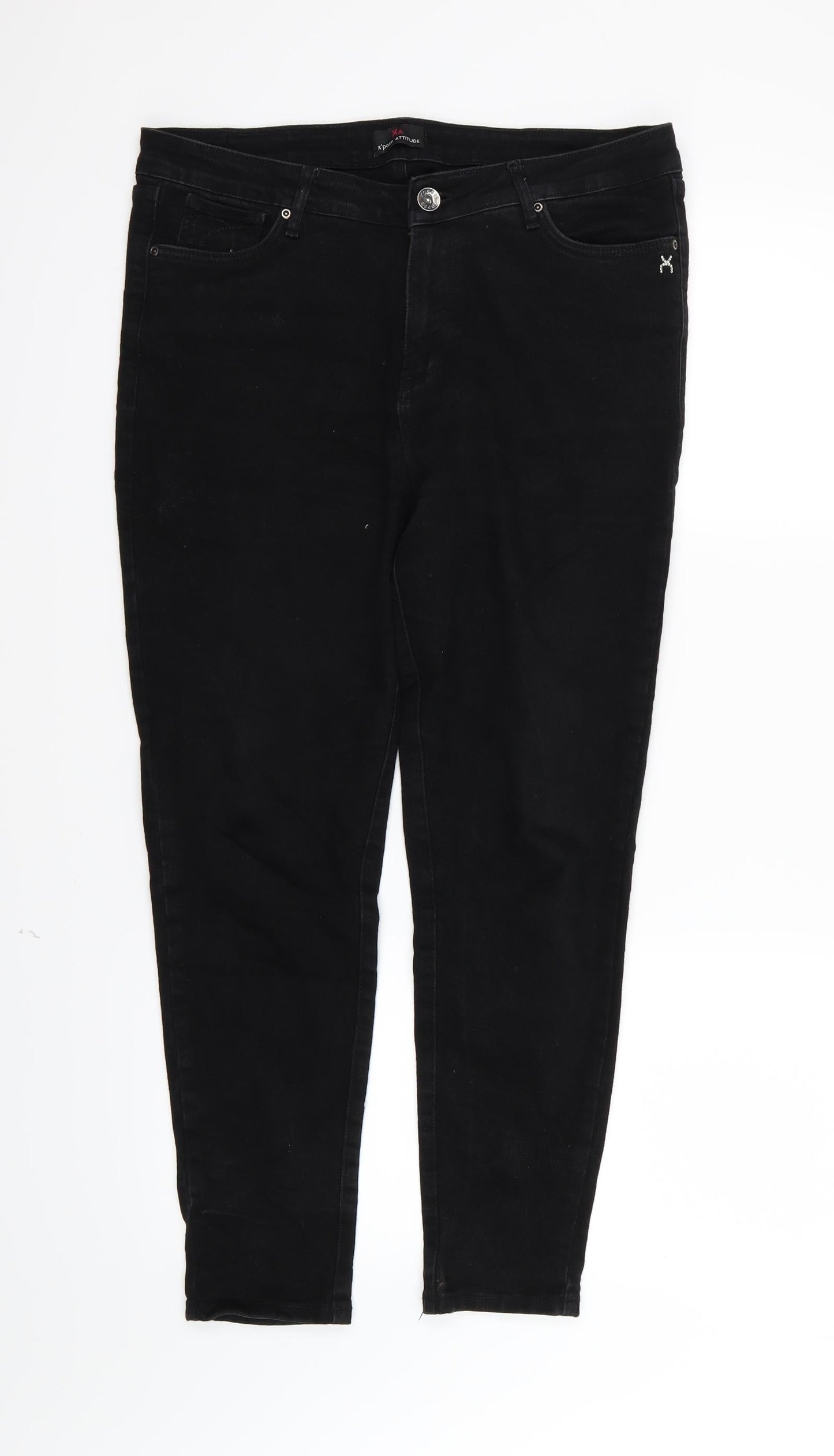 X'pose Attitude Womens Black  Denim Skinny Jeans Size 32 in L26 in