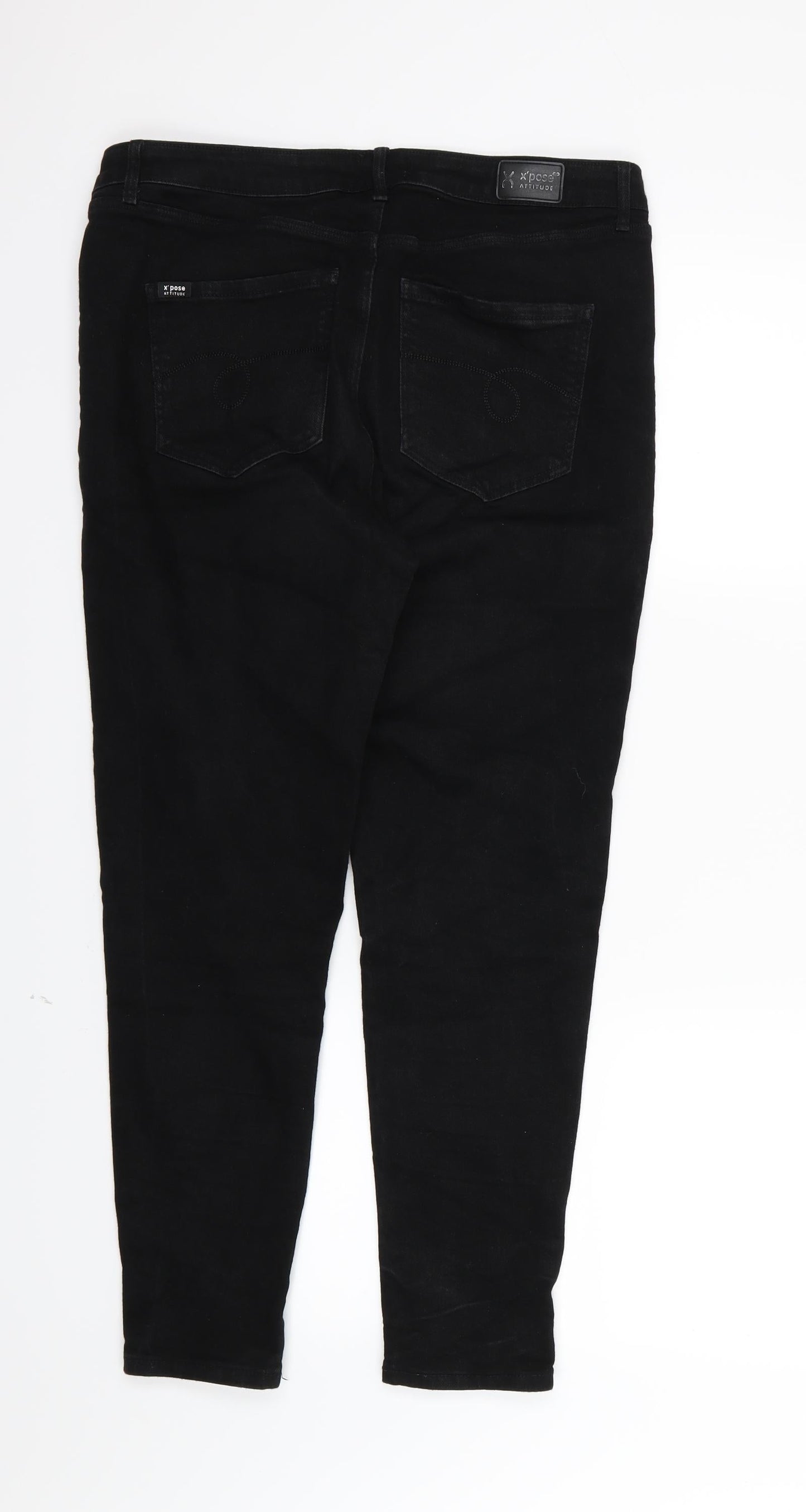 X'pose Attitude Womens Black  Denim Skinny Jeans Size 32 in L26 in