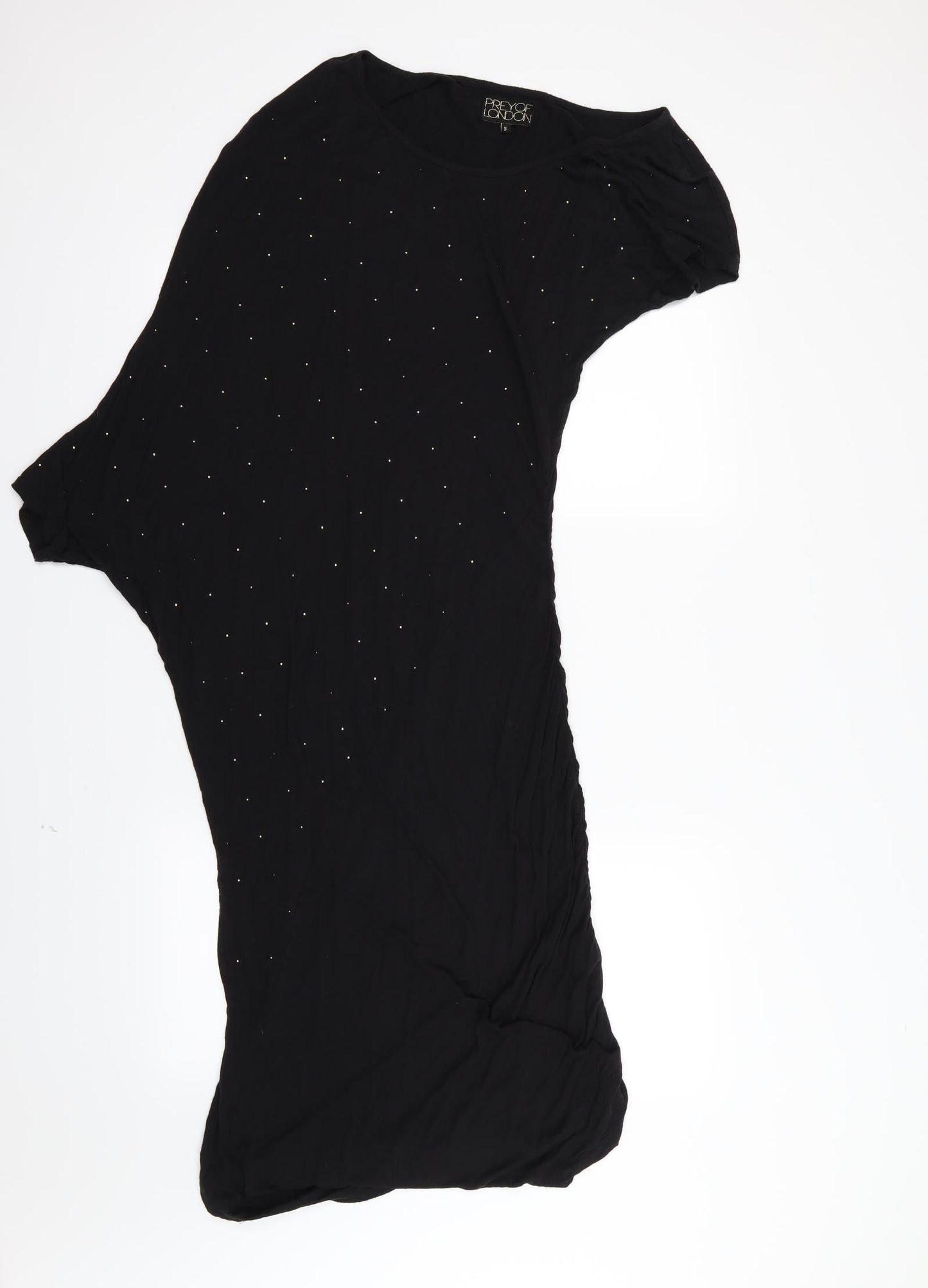 Prey of London Womens Black  Jersey T-Shirt Dress  Size S  - Aysemmetrical sleeves
