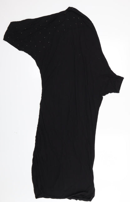 Prey of London Womens Black  Jersey T-Shirt Dress  Size S  - Aysemmetrical sleeves