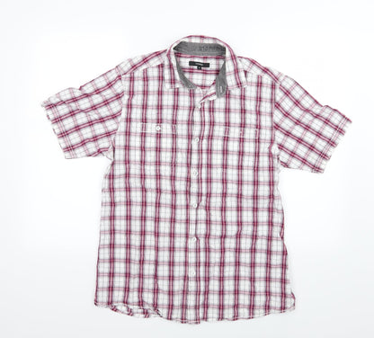 George Mens Red Striped Woven  Button-Up Size M