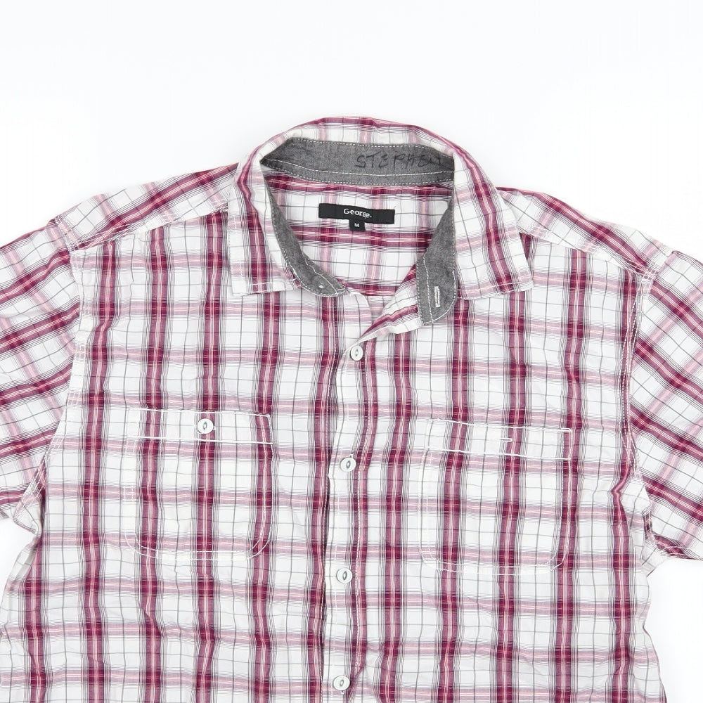 George Mens Red Striped Woven  Button-Up Size M