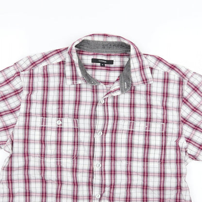 George Mens Red Striped Woven  Button-Up Size M