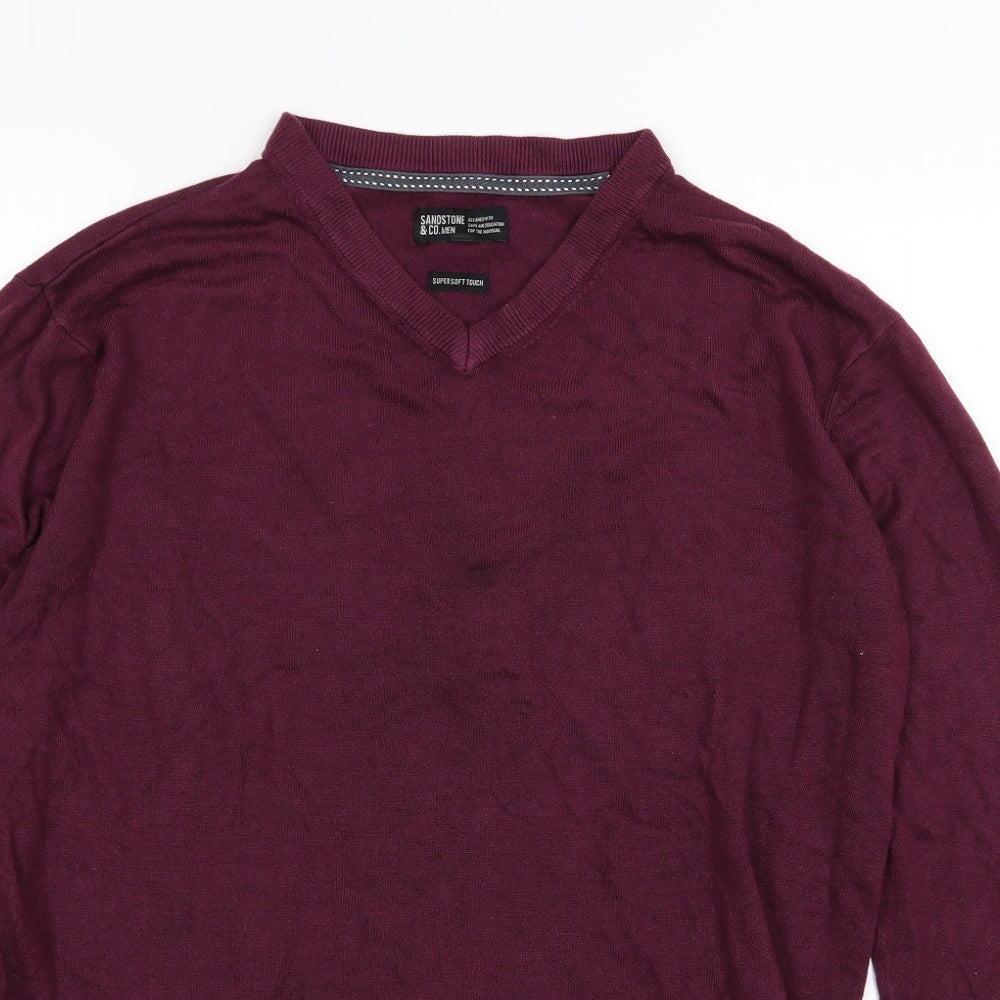 Sandstone & Co Men Mens Purple  Knit Pullover Jumper Size M
