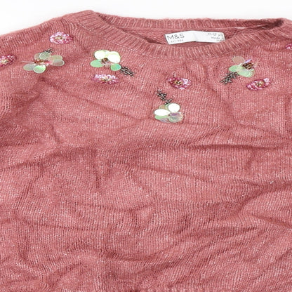 Marks and Spencer  Girls Pink   Pullover Jumper Size 11-12 Years