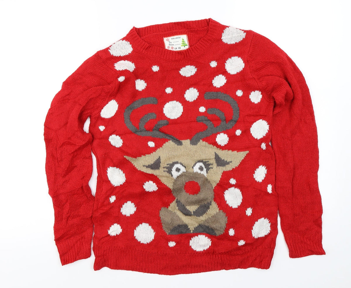 Select  Womens Red   Pullover Jumper Size 8  - Christmas jumper