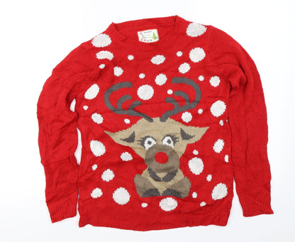 Select  Womens Red   Pullover Jumper Size 8  - Christmas jumper