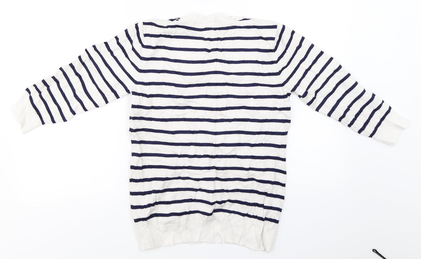 Mudflower  Womens White Striped  Pullover Jumper Size S