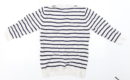 Mudflower  Womens White Striped  Pullover Jumper Size S