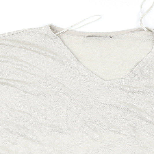 Womens UK Size L Zara Grey Basic Blouse