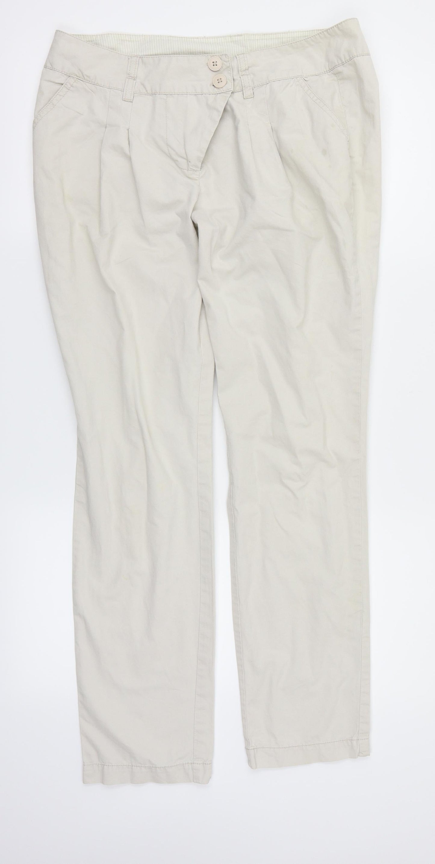 Dorothy Perkins Womens Beige  Denim Straight Jeans Size 12 L28 in