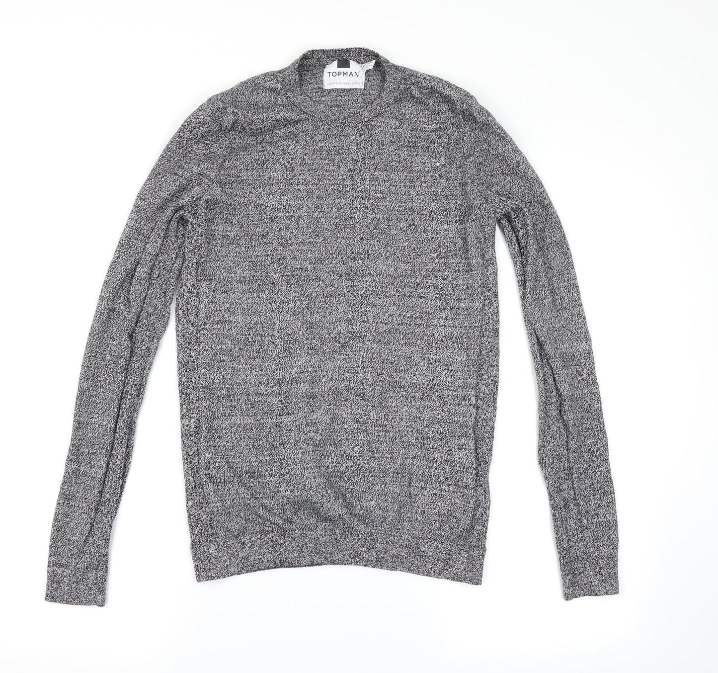 Topman Mens Grey Herringbone  Pullover Jumper Size XS