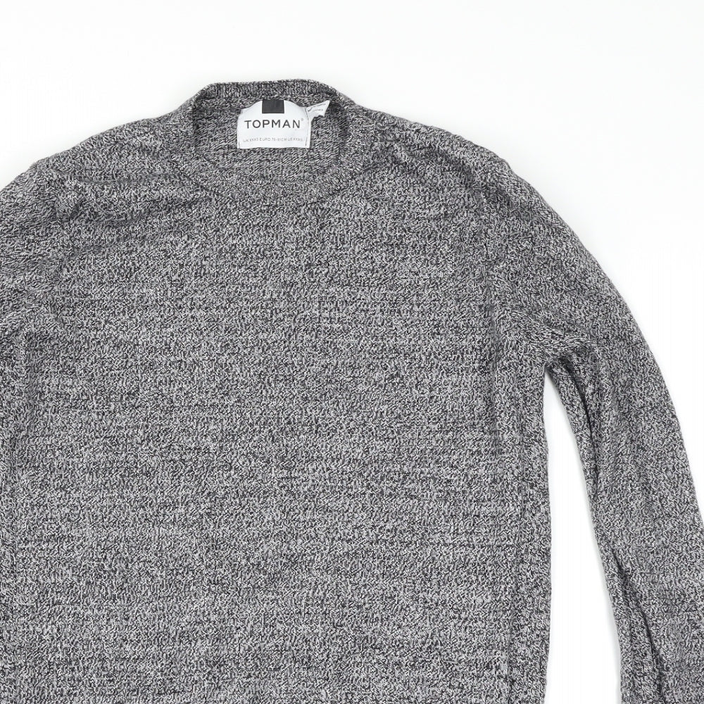 Topman Mens Grey Herringbone  Pullover Jumper Size XS