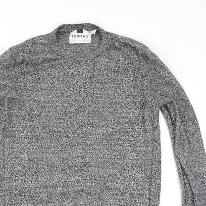 Topman Mens Grey Herringbone  Pullover Jumper Size XS
