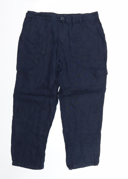 Womens UK Size 14 Marks and Spencer Regular Fit  Blue Trousers