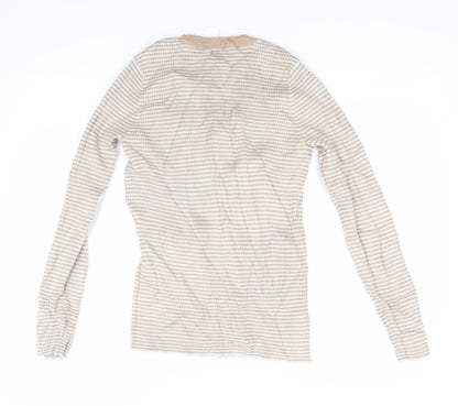 Pieces Womens Beige Striped Knit Pullover Jumper Size M