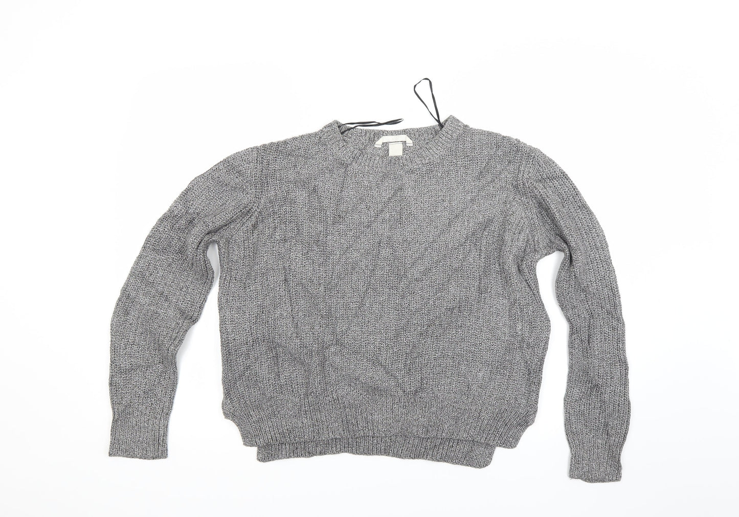H&M Womens Silver  Knit Pullover Jumper Size M  - Side Zip Close