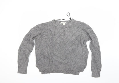 H&M Womens Silver  Knit Pullover Jumper Size M  - Side Zip Close