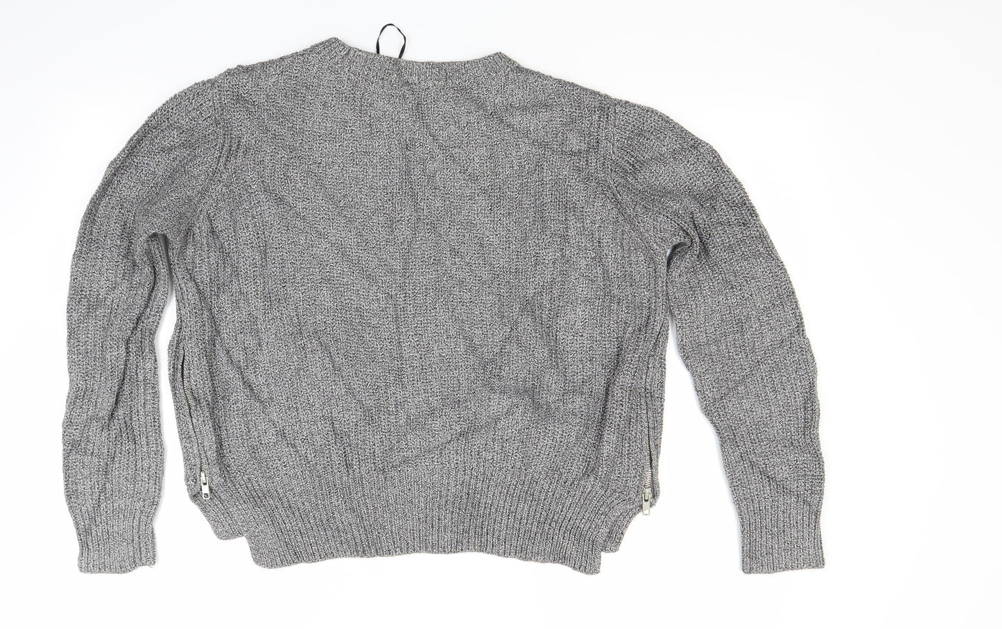 H&M Womens Silver  Knit Pullover Jumper Size M  - Side Zip Close