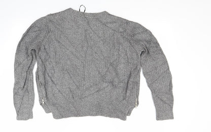 H&M Womens Silver  Knit Pullover Jumper Size M  - Side Zip Close