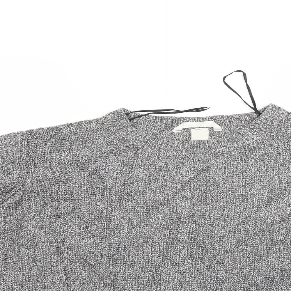 H&M Womens Silver  Knit Pullover Jumper Size M  - Side Zip Close