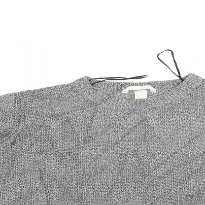H&M Womens Silver  Knit Pullover Jumper Size M  - Side Zip Close