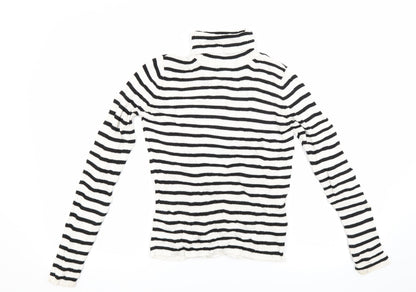 Topshop Womens White Striped Knit Pullover Jumper Size 8