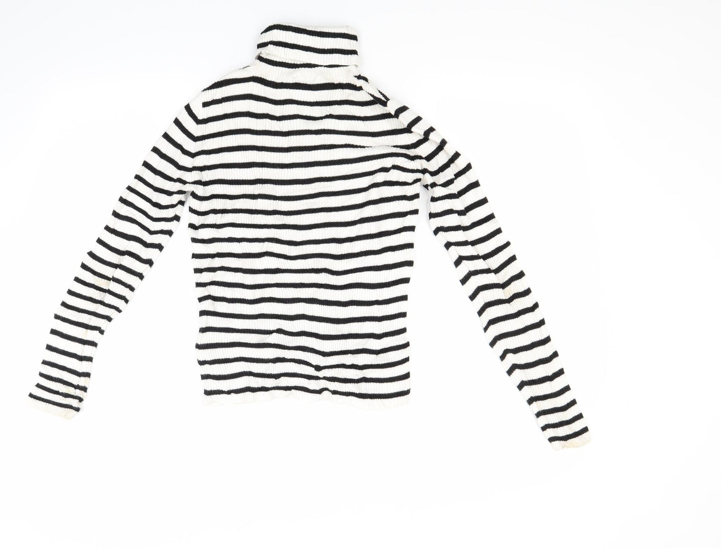 Topshop Womens White Striped Knit Pullover Jumper Size 8