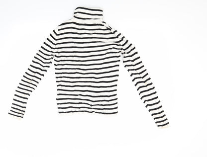 Topshop Womens White Striped Knit Pullover Jumper Size 8