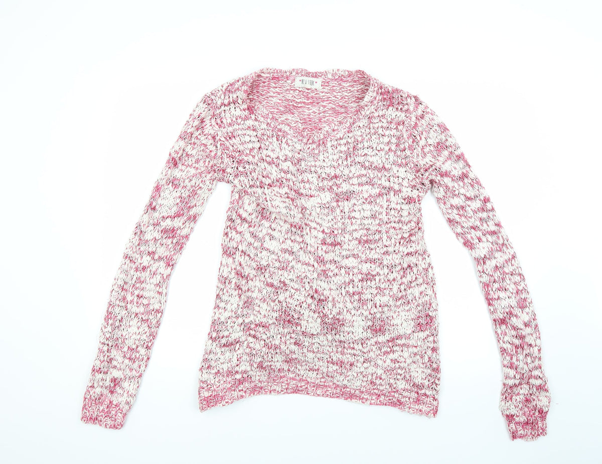 New Look Womens Red  Knit Pullover Jumper Size S