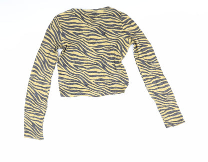 Zara Womens Yellow Striped  Pullover Jumper Size M