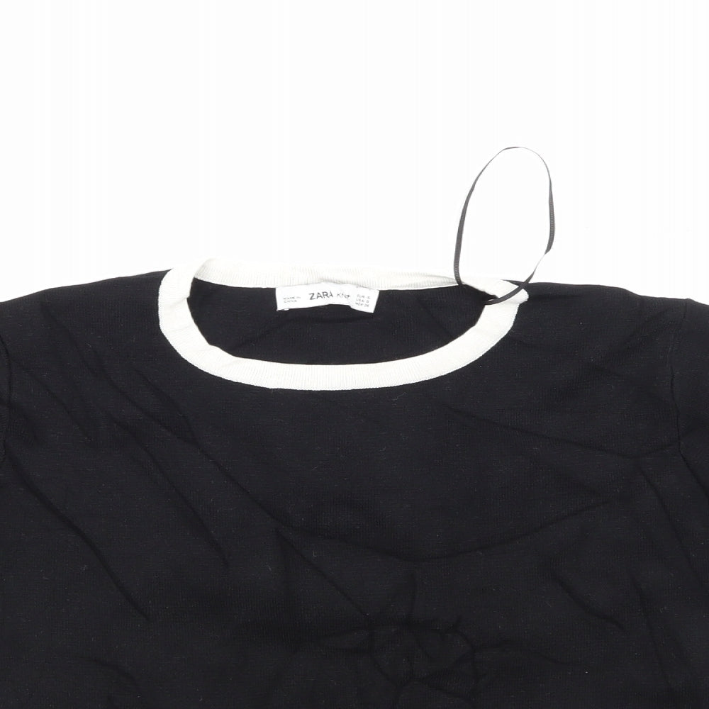 Zara Womens Black  Knit Pullover Jumper Size S
