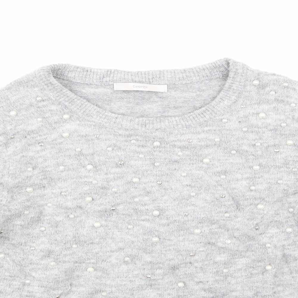 George Womens Grey  Knit Pullover Jumper Size S