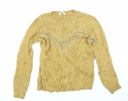 Falmer Mens Yellow  Knit Pullover Jumper Size M