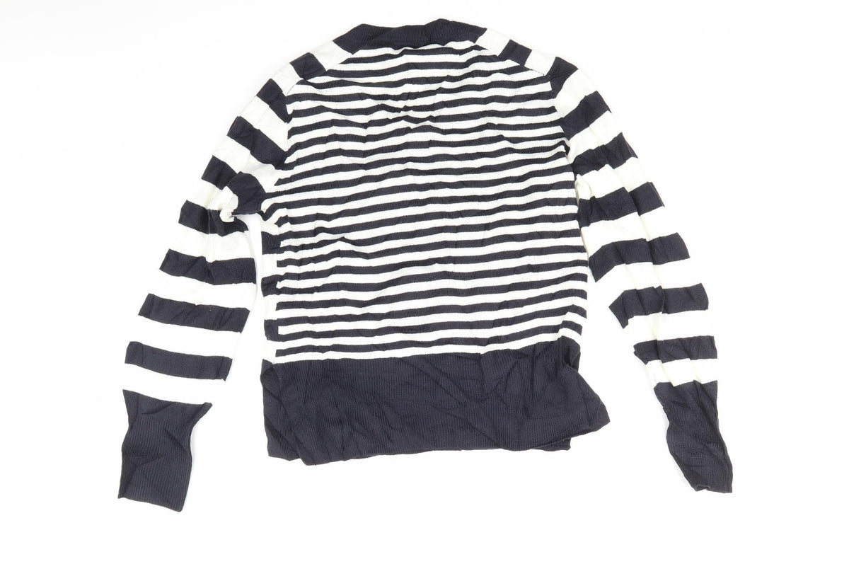 Next Womens White Striped  Pullover Jumper Size XS