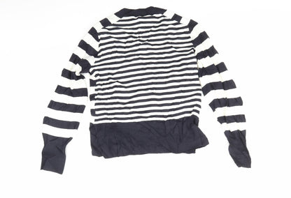 Next Womens White Striped  Pullover Jumper Size XS