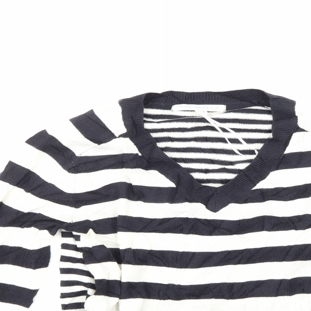 Next Womens White Striped  Pullover Jumper Size XS