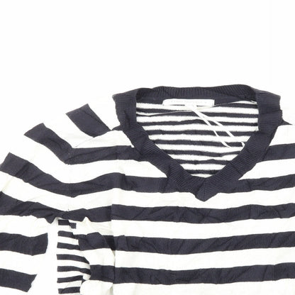 Next Womens White Striped  Pullover Jumper Size XS