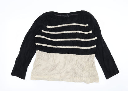 M&Co Womens Black Striped  Pullover Jumper Size 18