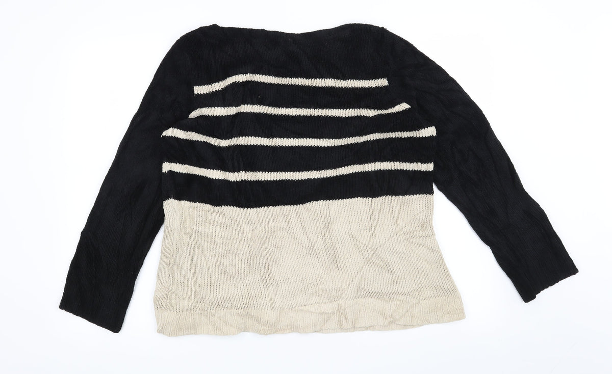 M&Co Womens Black Striped  Pullover Jumper Size 18
