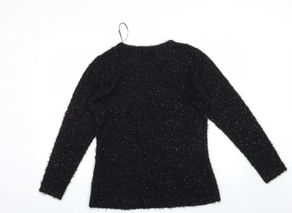 Text Womens Black   Pullover Jumper Size M