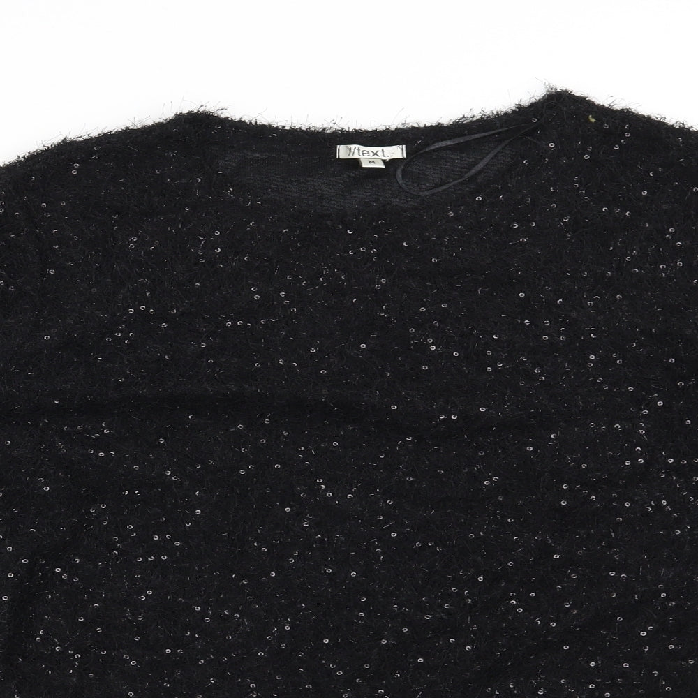 Text Womens Black   Pullover Jumper Size M