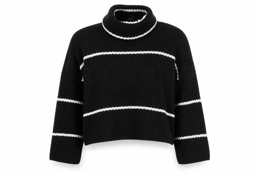 Boohoo Womens Black Striped  Pullover Jumper Size M