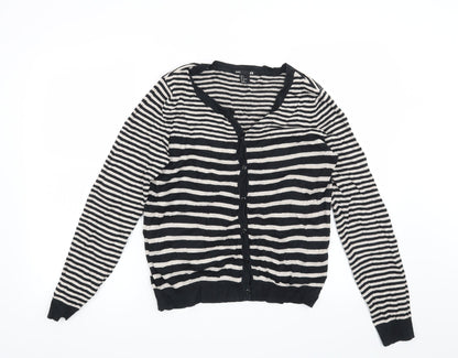 H&M Womens Beige Striped  Cardigan Jumper Size S