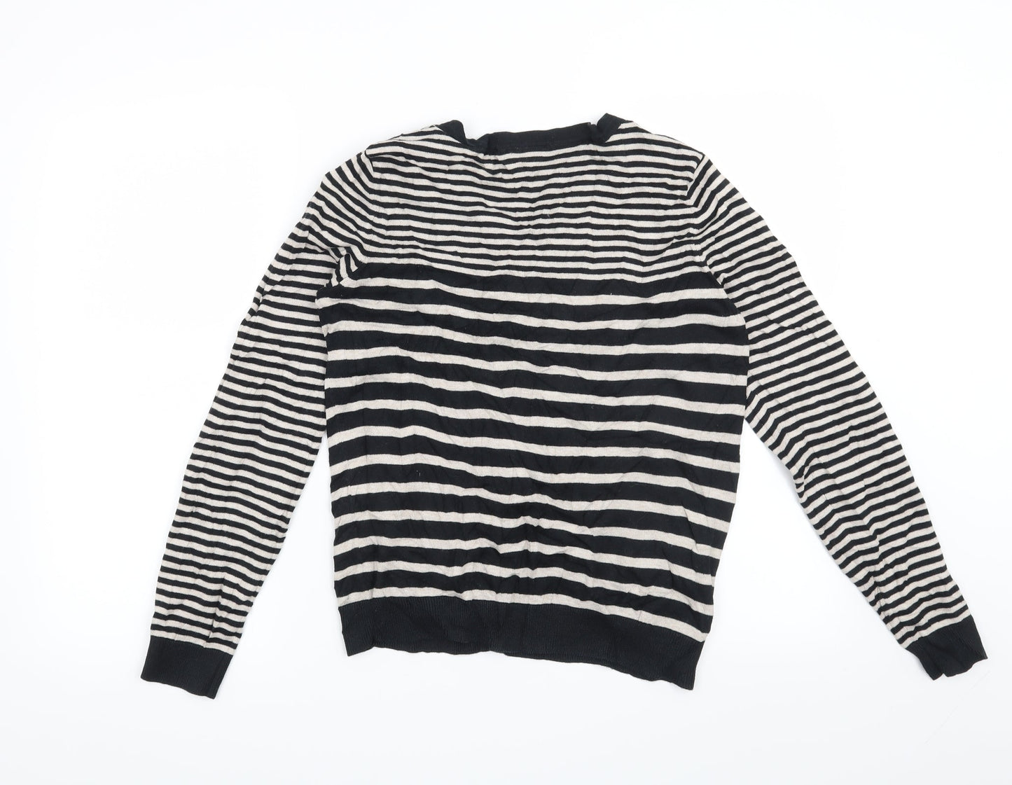 H&M Womens Beige Striped  Cardigan Jumper Size S
