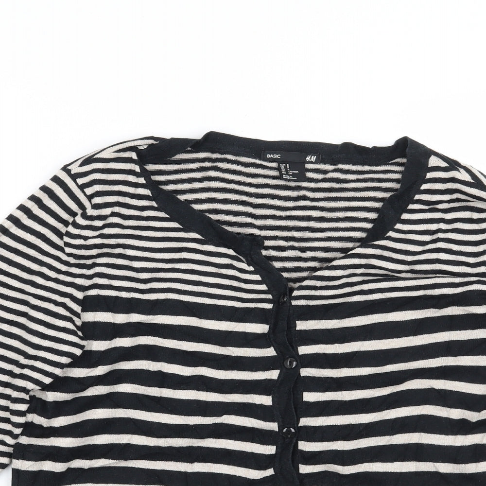 H&M Womens Beige Striped  Cardigan Jumper Size S