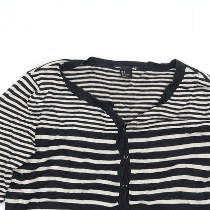 H&M Womens Beige Striped  Cardigan Jumper Size S