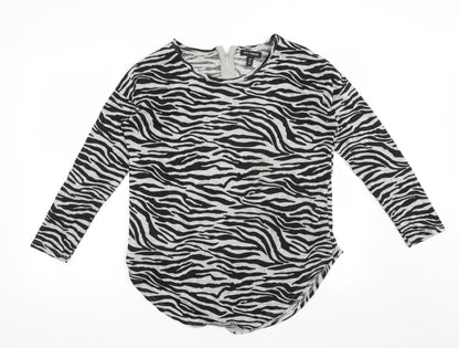 QED London Womens Grey Animal Print  Pullover Sweatshirt Size S