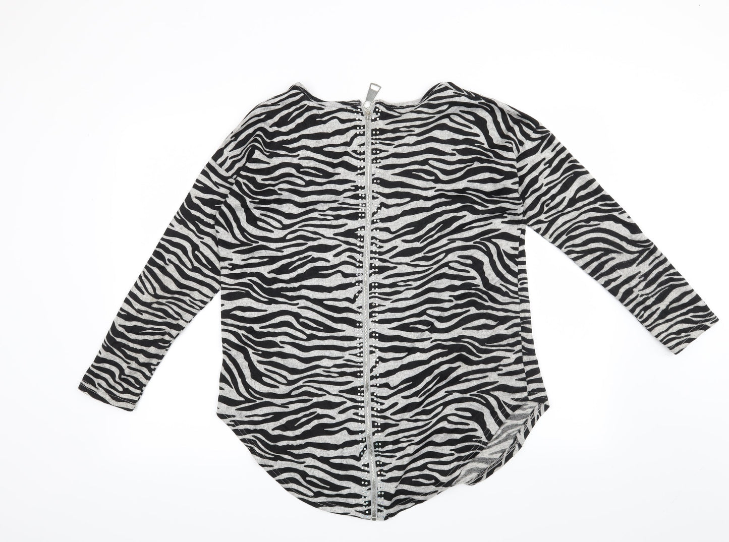 QED London Womens Grey Animal Print  Pullover Sweatshirt Size S