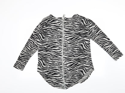 QED London Womens Grey Animal Print  Pullover Sweatshirt Size S